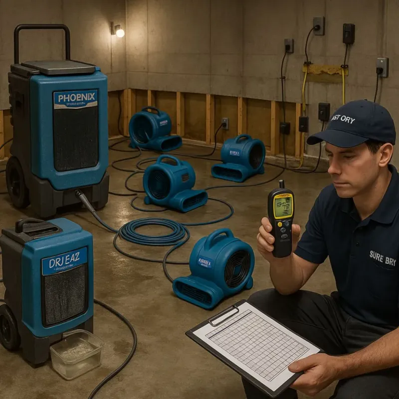 Structural Drying and Dehumidification process in West Branch, IA
